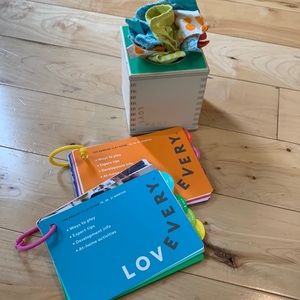 Lovevery Colorful Board Book Set with Soft Fabric Ball - Blue/Orange/Green